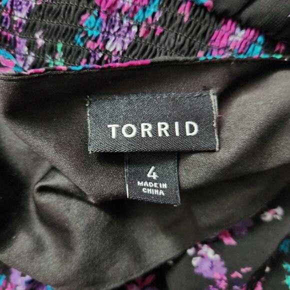 Torrid Black Floral V Neck Sleeveless Mini Skater Dress Size 4X Whimsigoth - Picture 4 of 10
